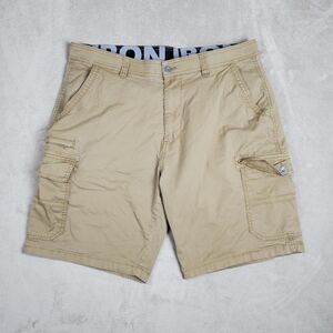 Iron Cargo Shorts Mens 38 Beige Cotton Spandex Stretch Summer Casual Pockets